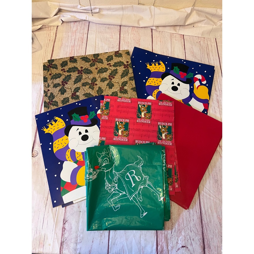 Vintage Montgomery Ward Christmas Gift Boxes & Large Rudolph Bags 13pc Set